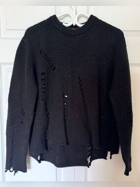 Long Sleeve Black Sweater With Holes